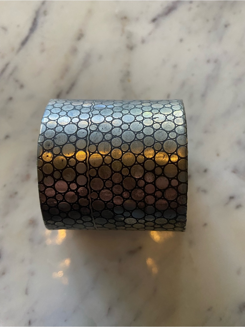 Dot Pattern Wide Cuff Bracelet - Silver/Gray